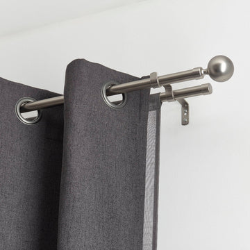 Set Galerie Dublă Extensibilă 210 - 380 CM Paloma Φ19MM - Argintiu - Set galerie extensibilă - Softambient