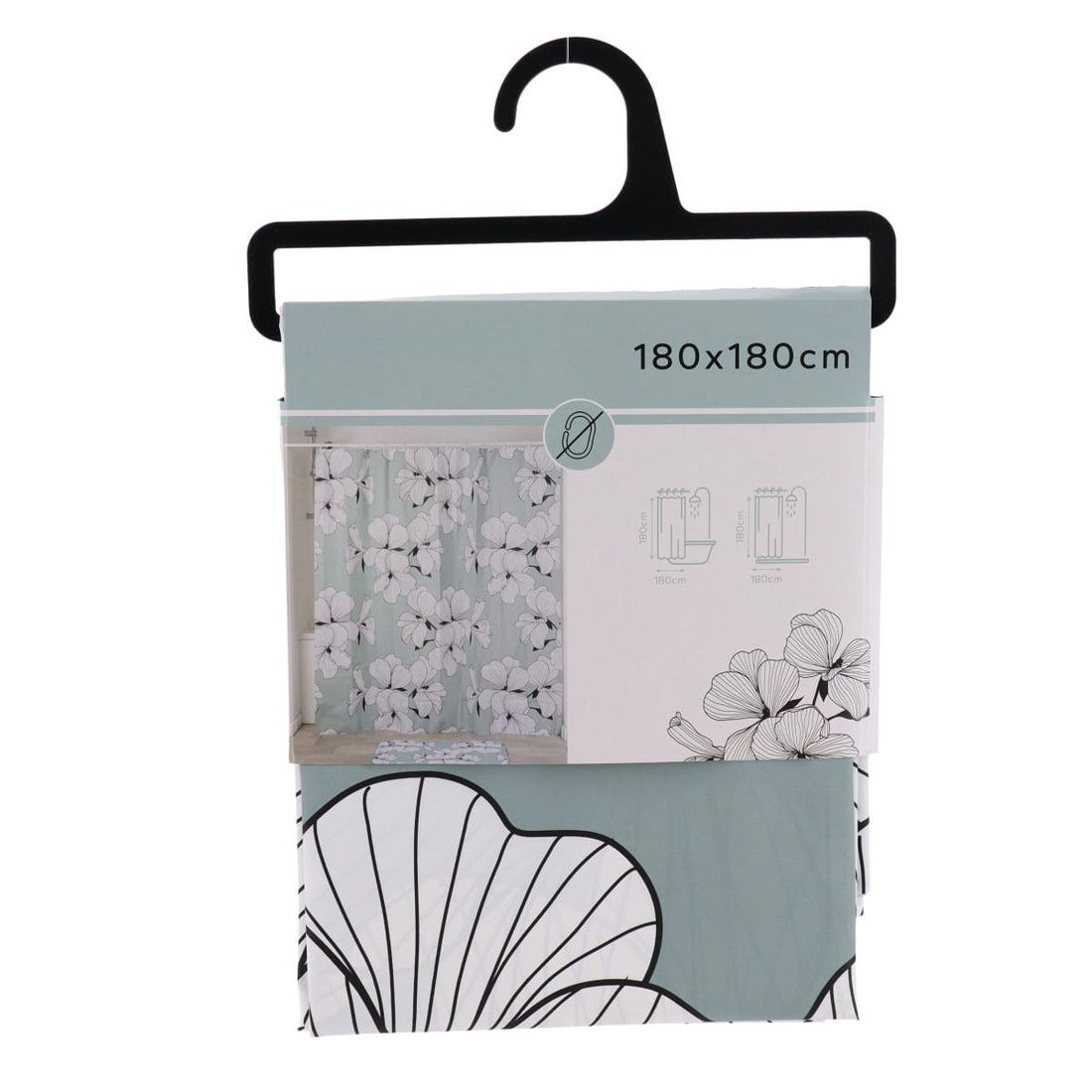 Perdea de duș PEVA 180×180 cm – model Ecrin Verde