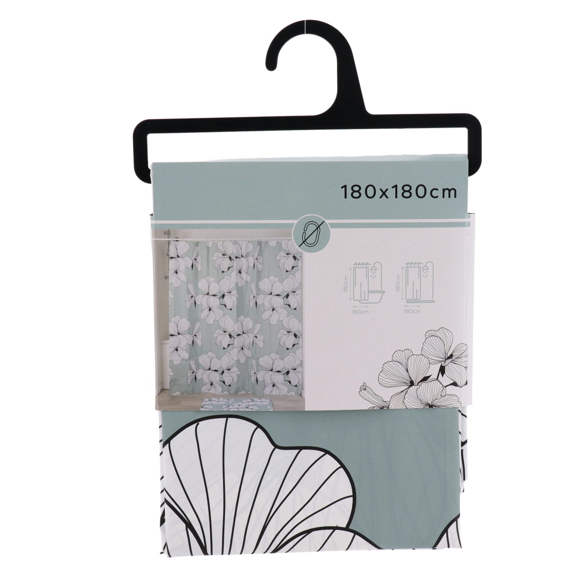 Perdea de duș PEVA 180×180 cm – model Ecrin Verde