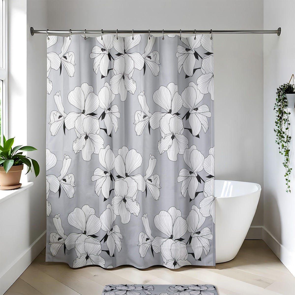 Perdea de duș PEVA 180×180 cm – model Ecrin Gri