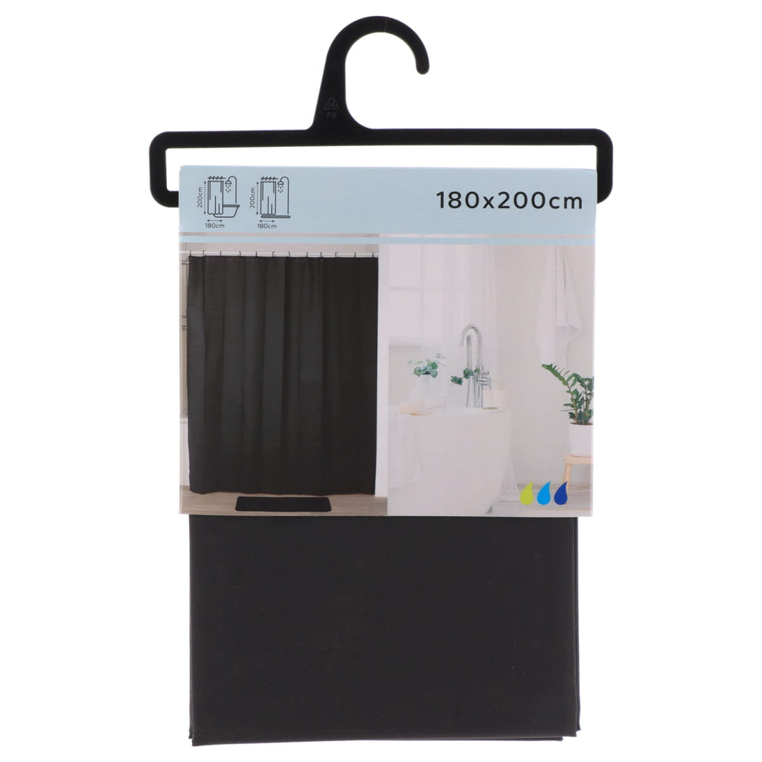 Perdea de duș PEVA 180×200 cm – Negru