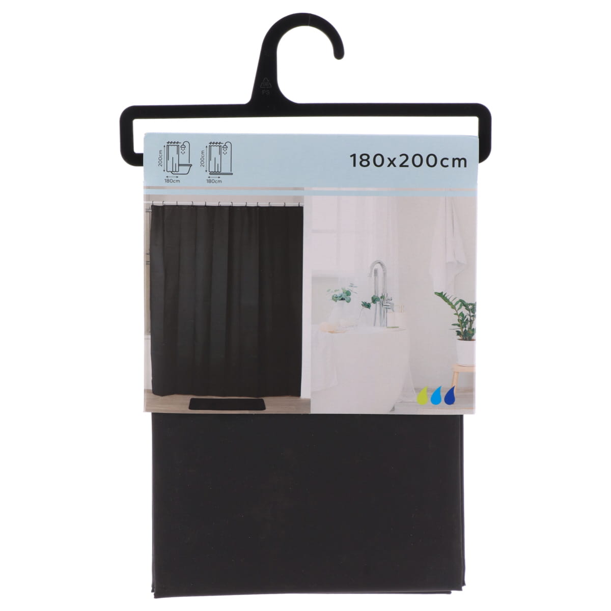 Perdea de duș PEVA 180×200 cm – Negru