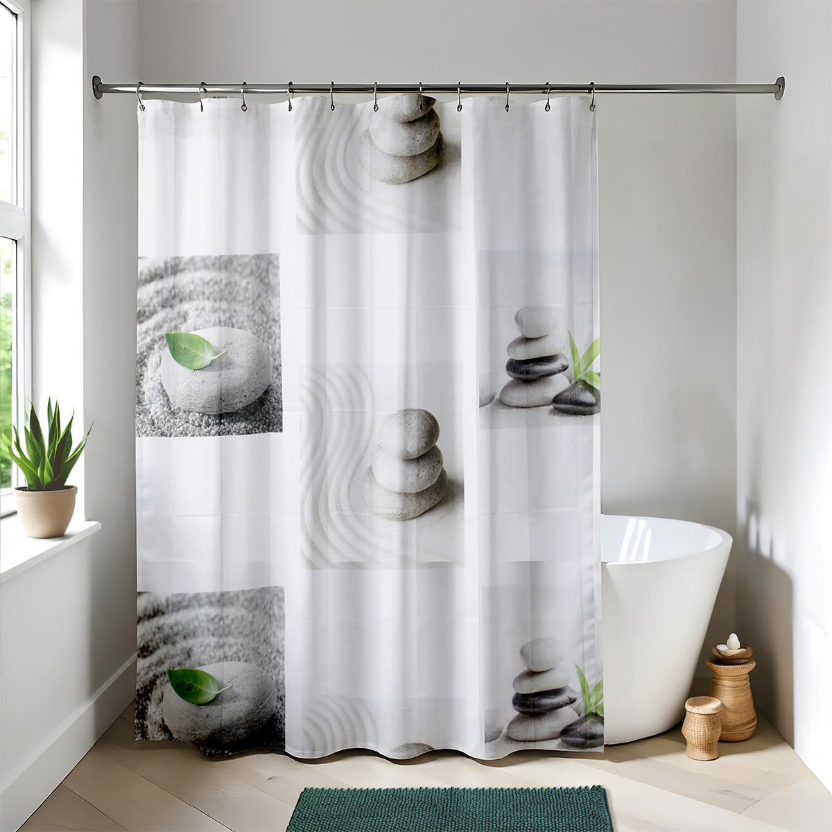 Draperie de duș PEVA 180x180 cm cu 12 inele – model Dune