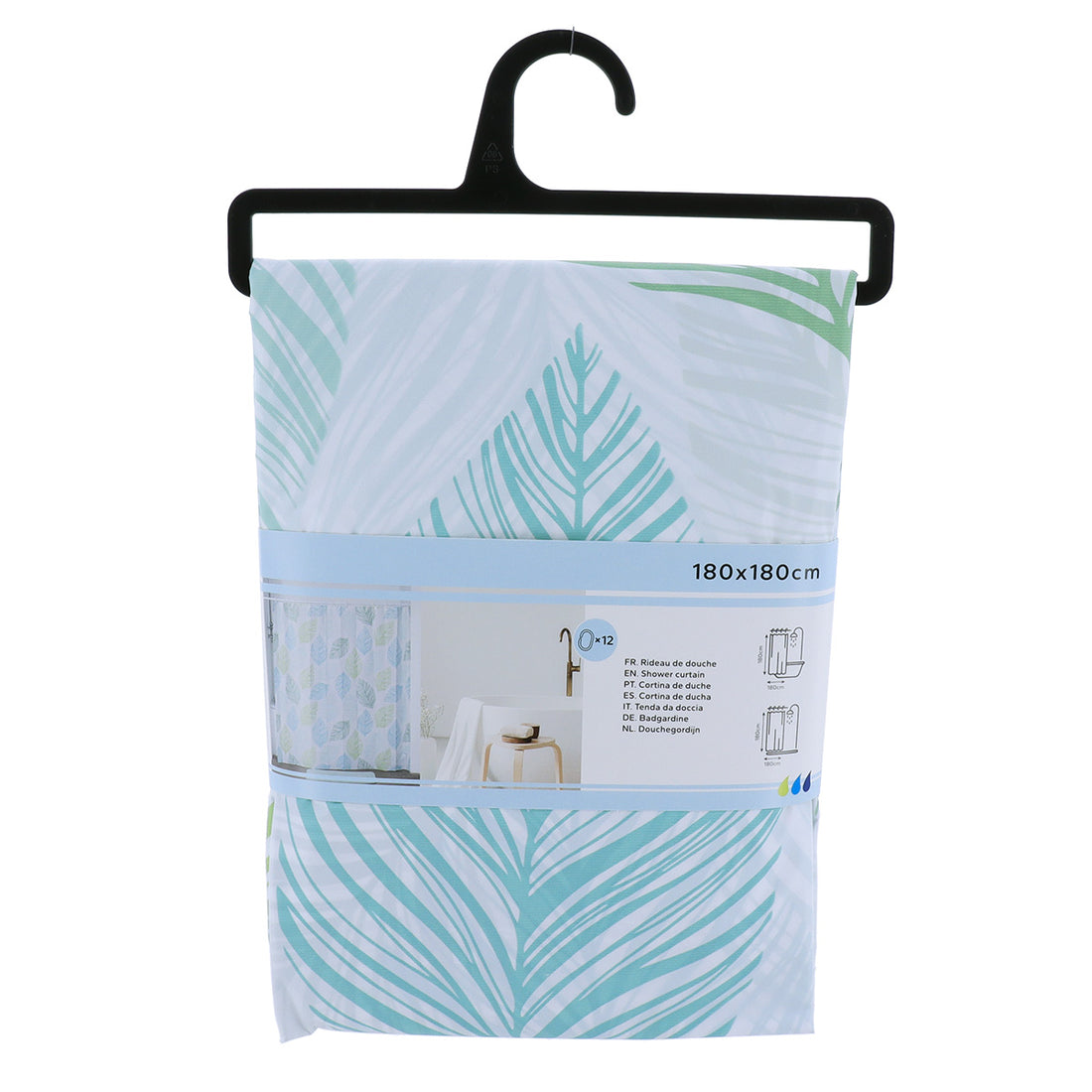 Draperie de duș PEVA 180x180 cm cu 12 inele – model Garden Party