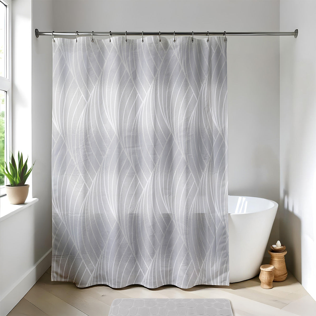 Draperie de duș PEVA 180x180 cm cu 12 inele – model Plaza