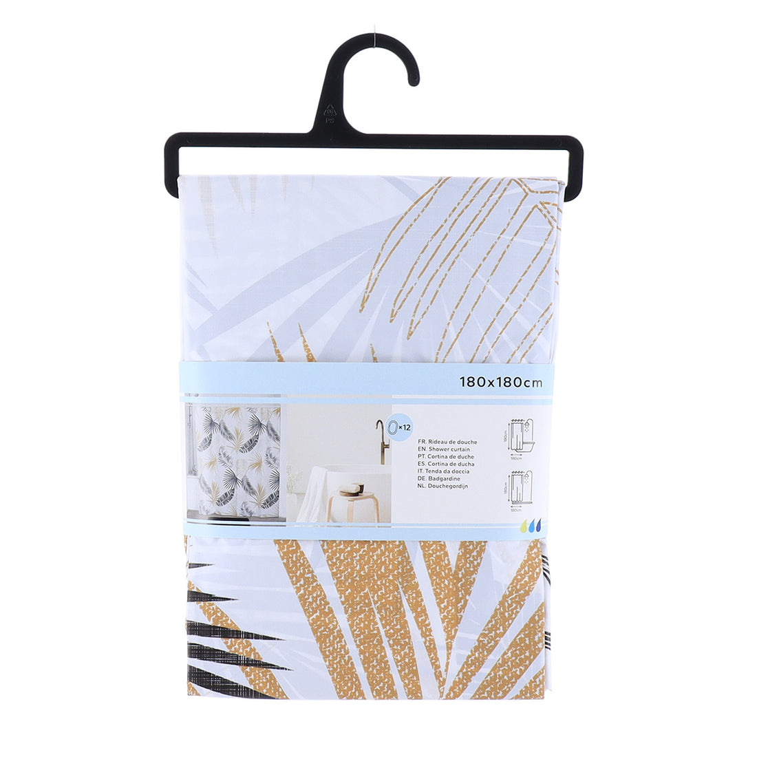 Draperie de duș PEVA 180x180 cm cu 12 inele – model Exochic