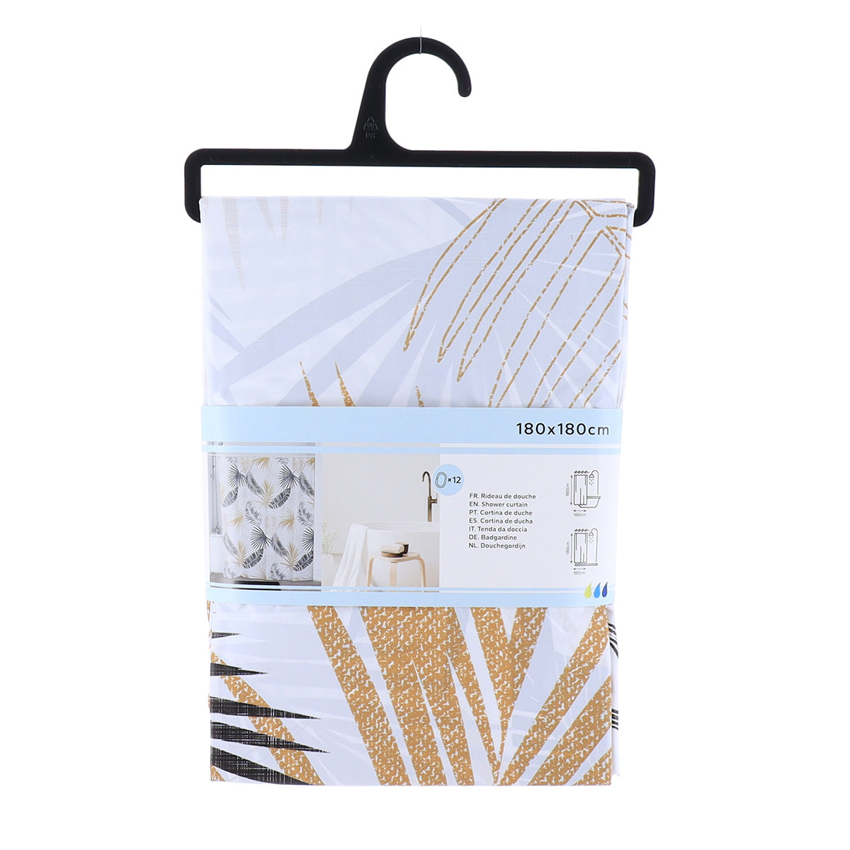 Draperie de duș PEVA 180x180 cm cu 12 inele – model Exochic