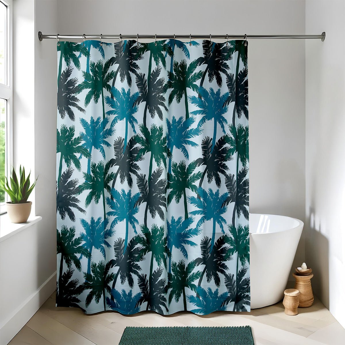 Draperie de duș PEVA 180x180 cm cu 12 inele – model Moana