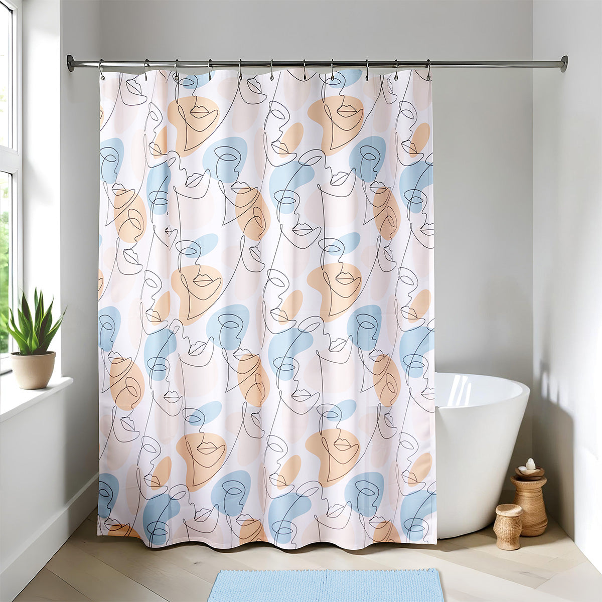 Draperie de duș PEVA 180x180 cm cu 12 inele – model Mathis