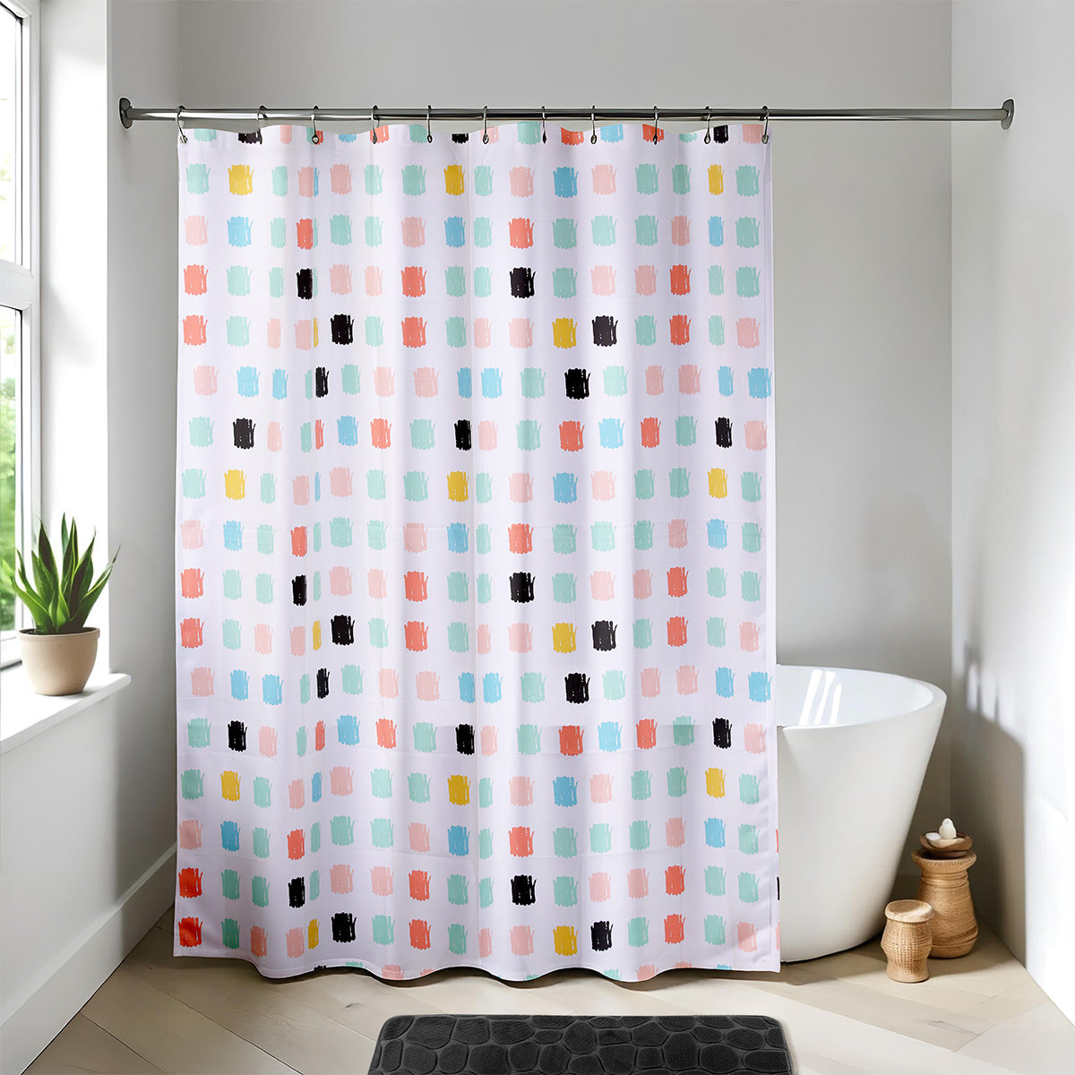 Draperie de duș PEVA 180x180 cm cu 12 inele – model Leon