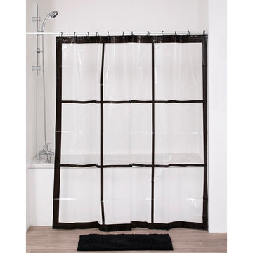 Perdea de duș PEVA imprimată transparentă 180×180 cm – White Neo Retro