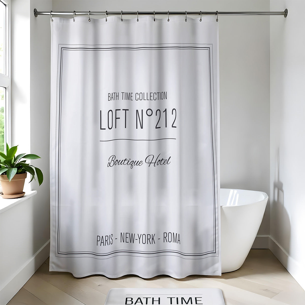 Perdea de duș din poliester 180×200 cm – model Neo Retro Alb