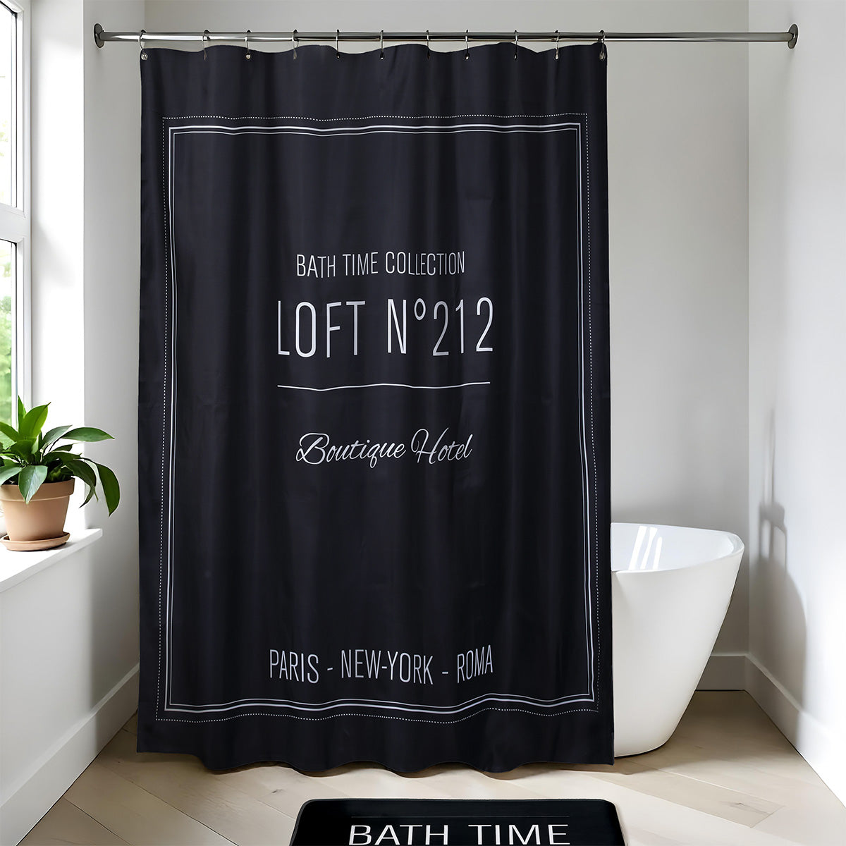 Perdea de duș din poliester 180×200 cm – model Neo Retro Negru