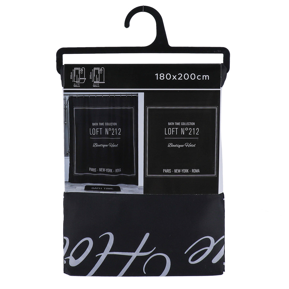 Perdea de duș din poliester 180×200 cm – model Neo Retro Negru