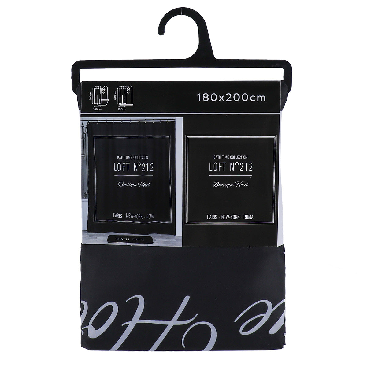 Perdea de duș din poliester 180×200 cm – model Neo Retro Negru