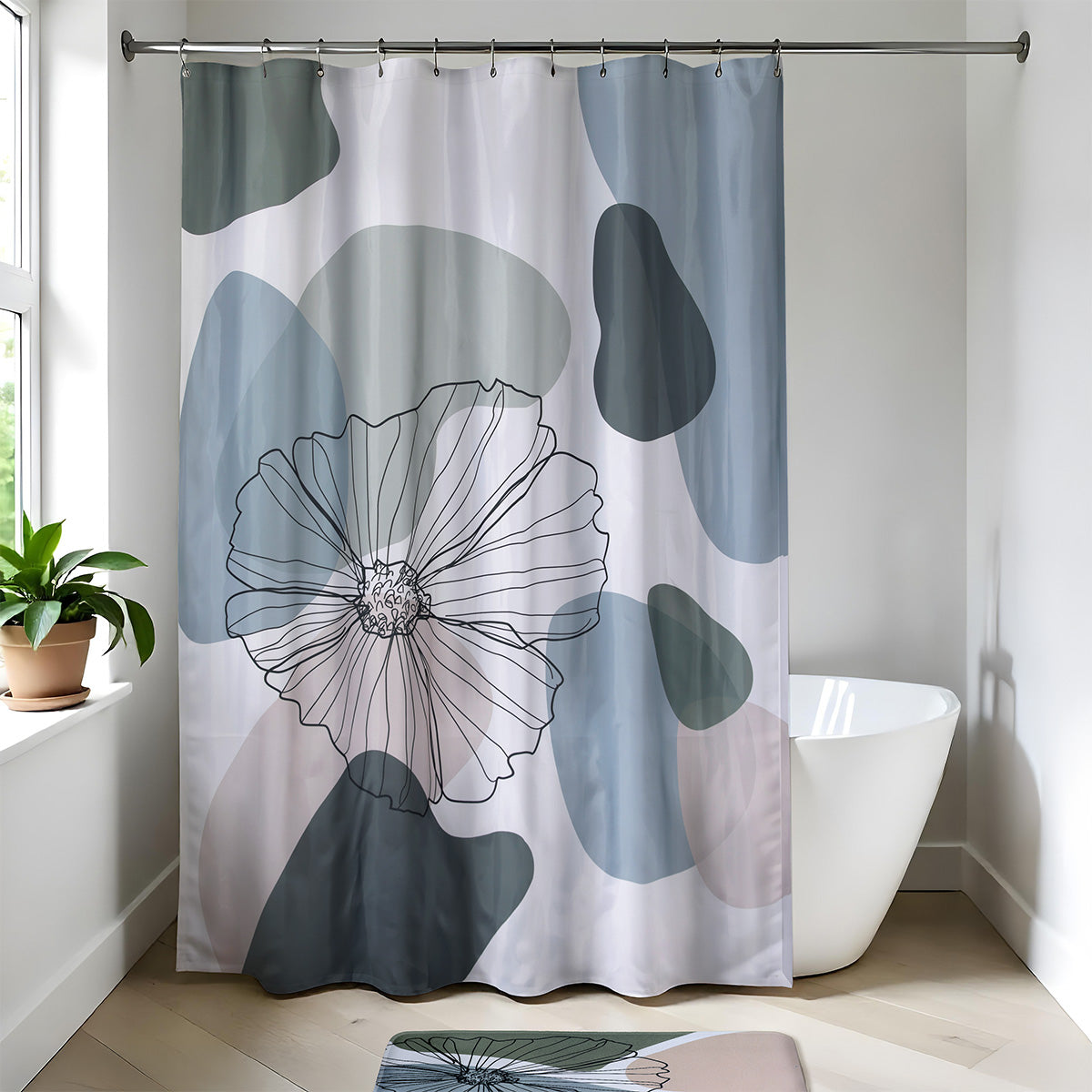 Perdea de duș din poliester 180×200 cm – model Flowers