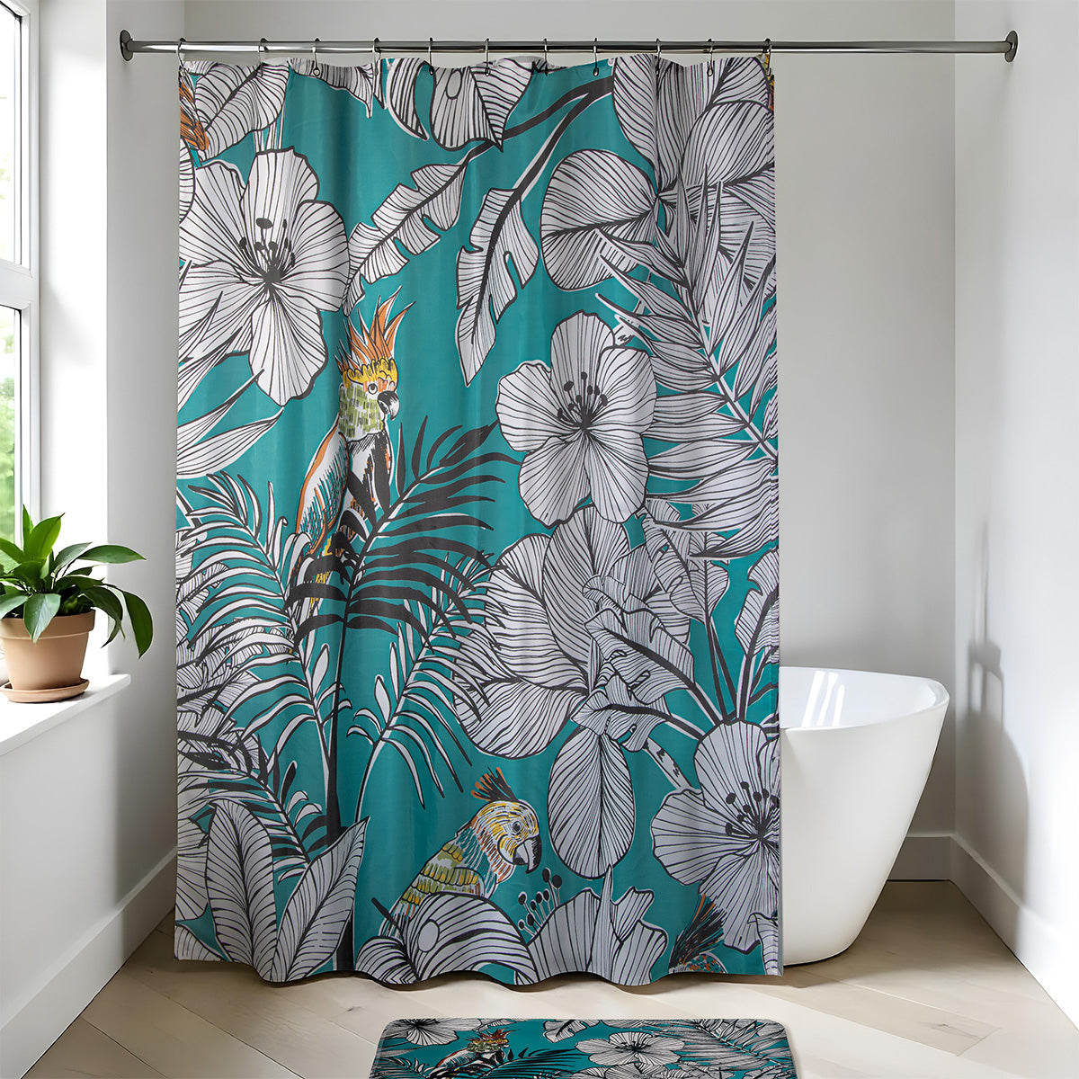 Perdea de duș din poliester 180×200 cm – model Jungle Fever Bleu