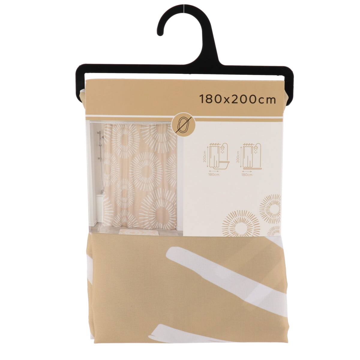 Perdea de duș din poliester 180×200 cm – model Ethnic Spirals