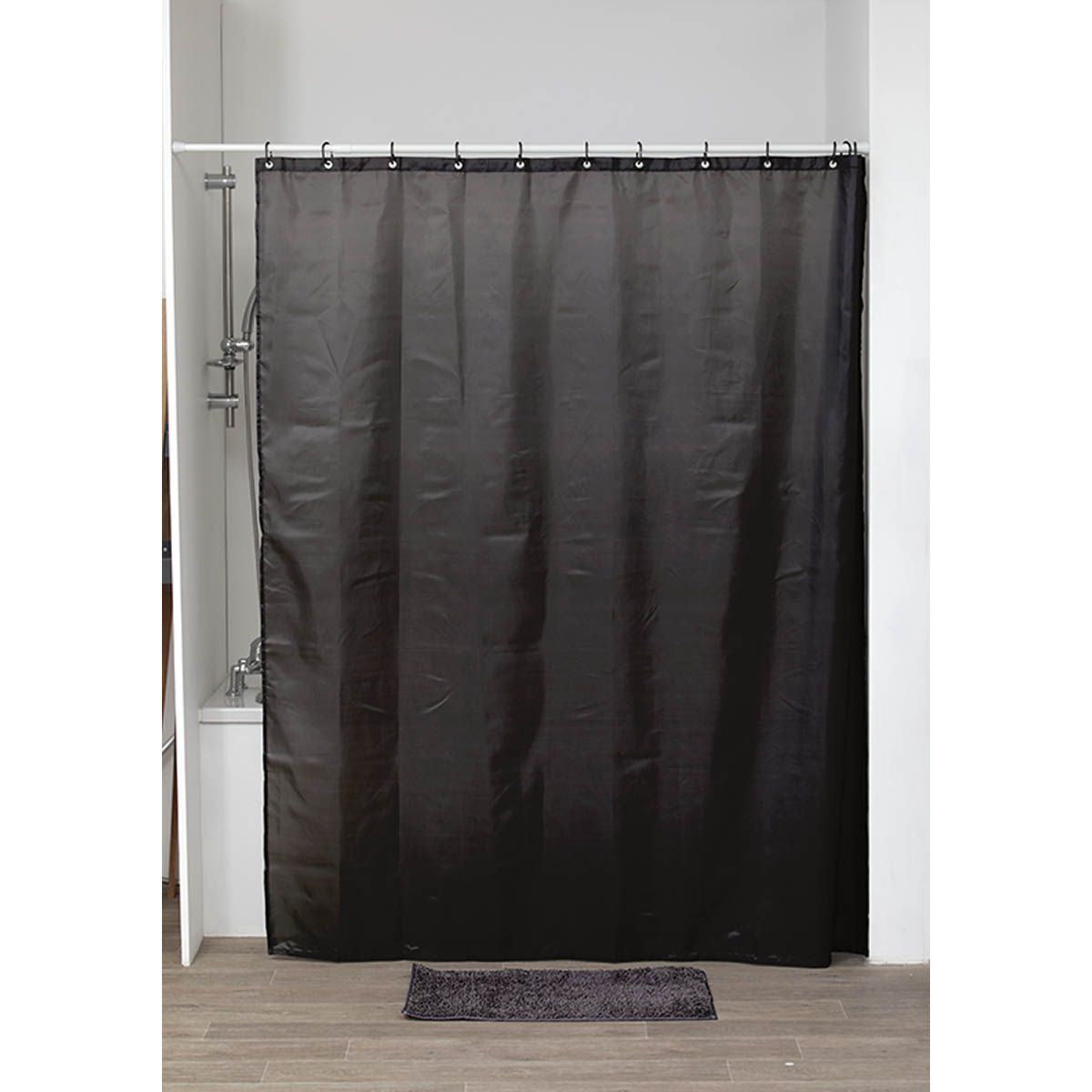 Draperie de duș poliester 180x200 cm cu 12 inele – model Black