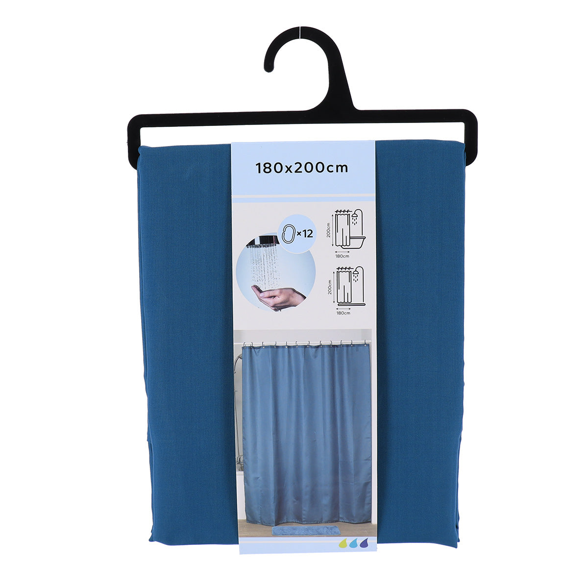 Draperie de duș poliester 180x200 cm cu 12 inele – model Tahitian Blue