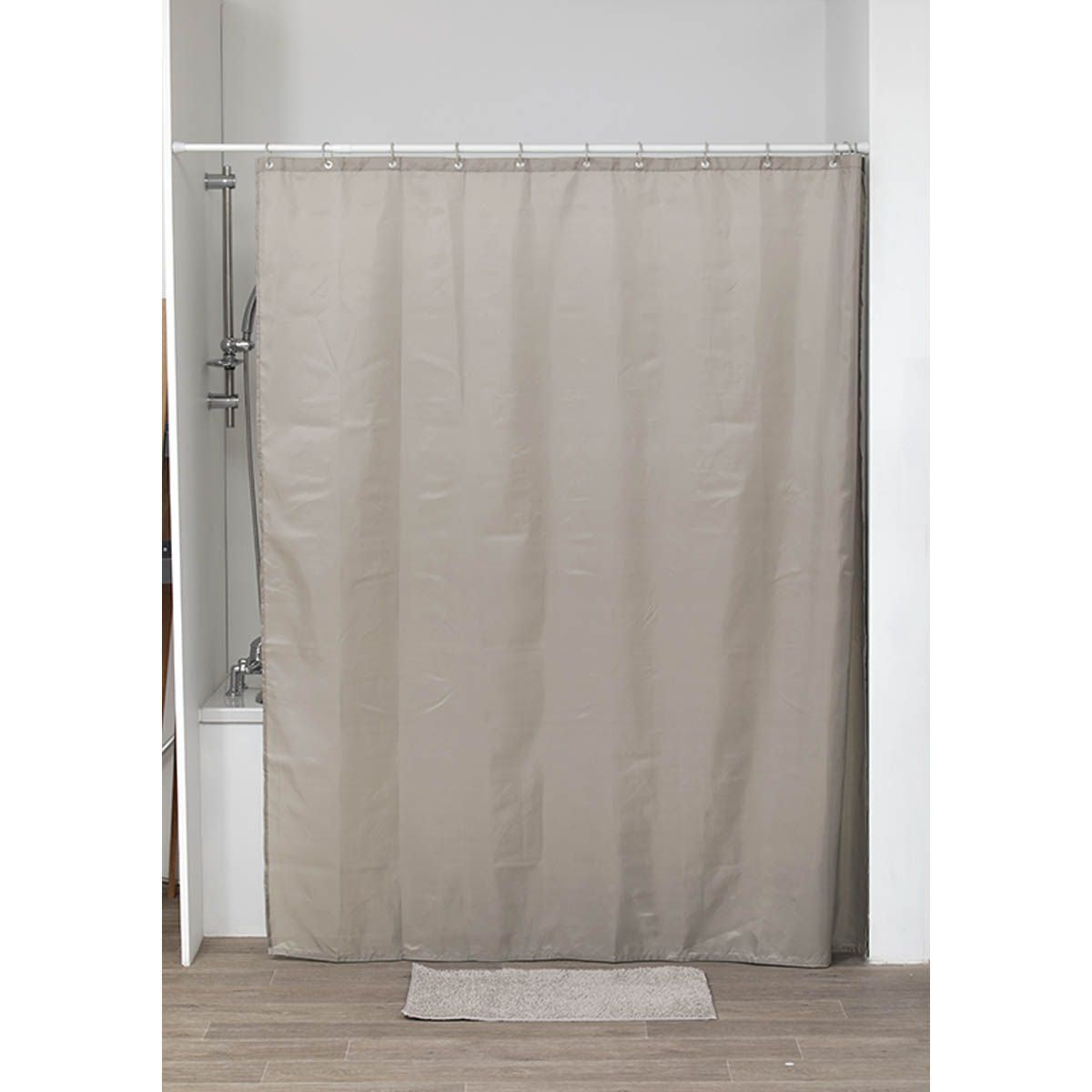 Draperie de duș poliester 180x200 cm cu 12 inele – model Taupe
