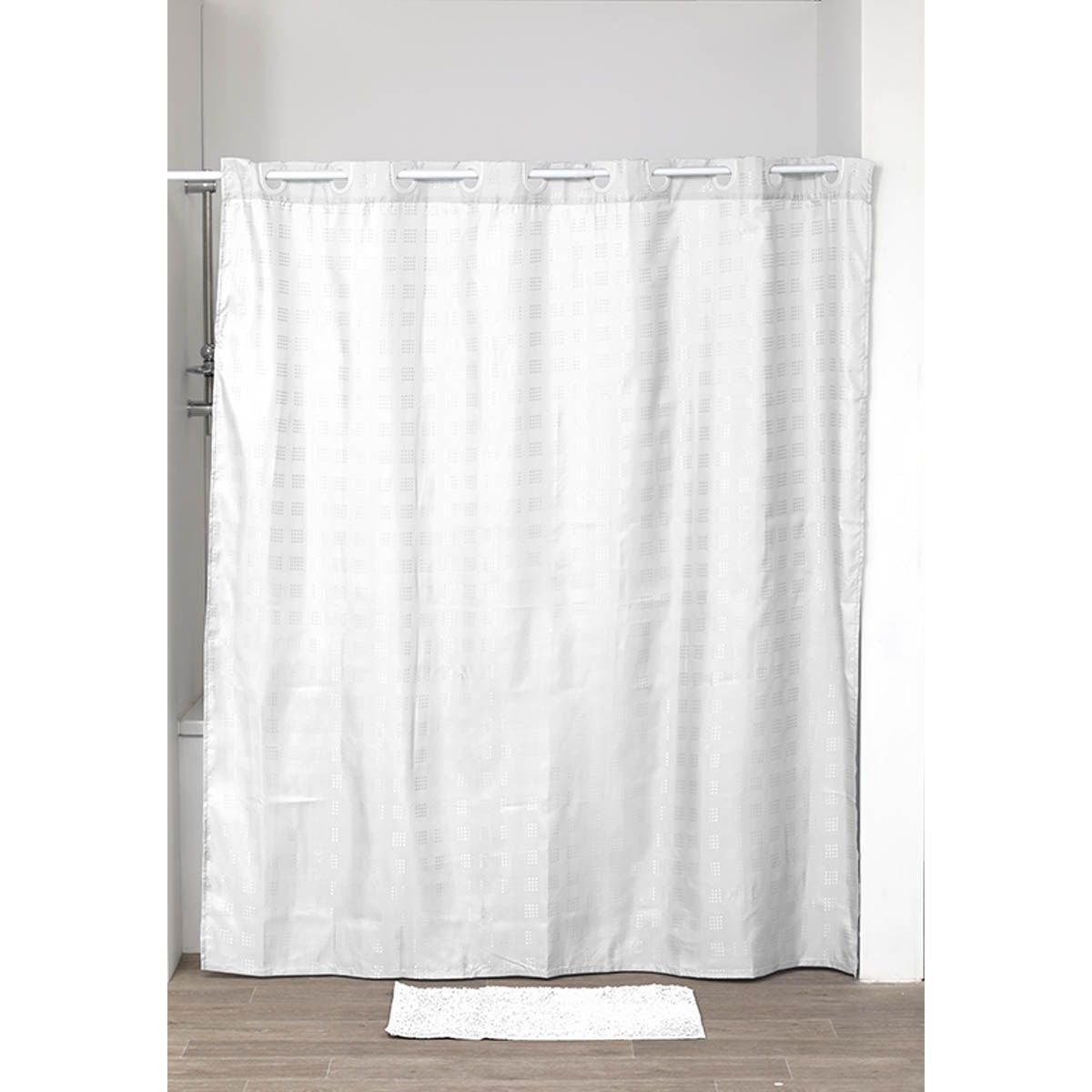 Draperie de duș poliester cu inele integrate 180x200 cm – model White