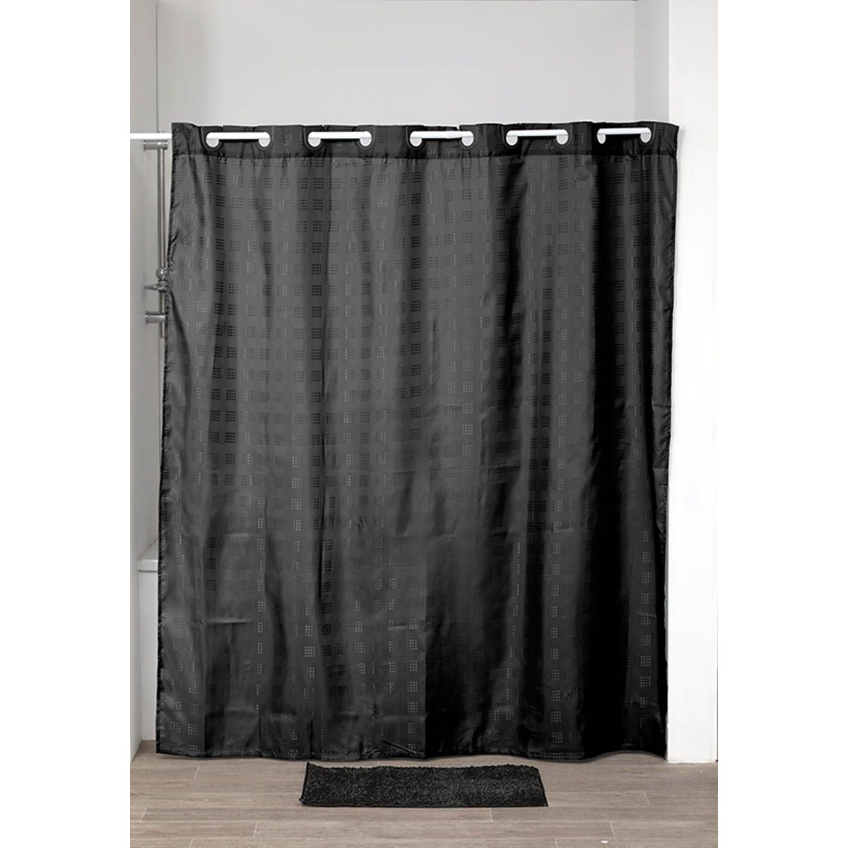 Draperie de duș poliester cu inele integrate 180x200 cm – model Black