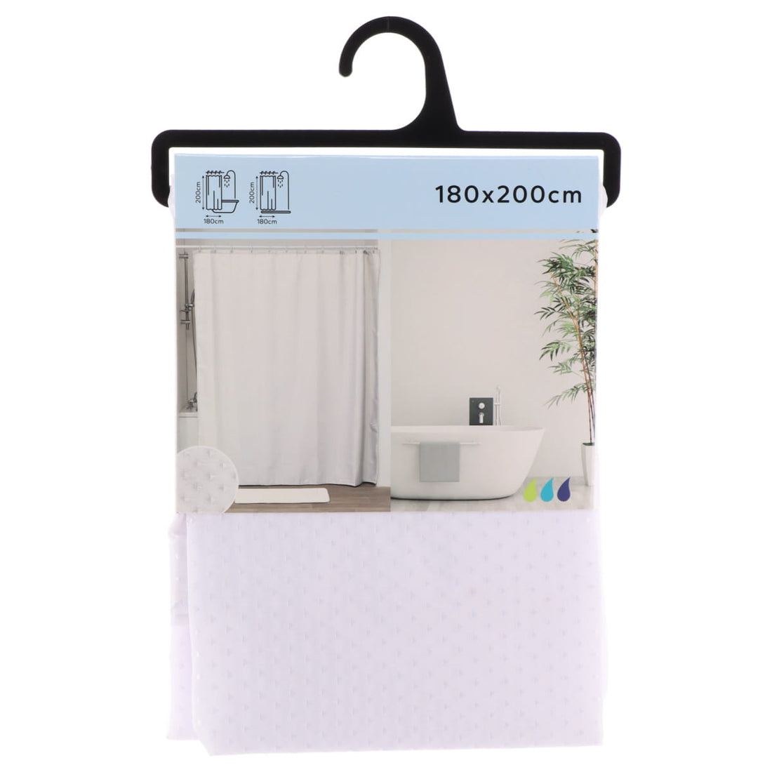 Draperie de duș poliester 180x200 cm – model Diamonds White