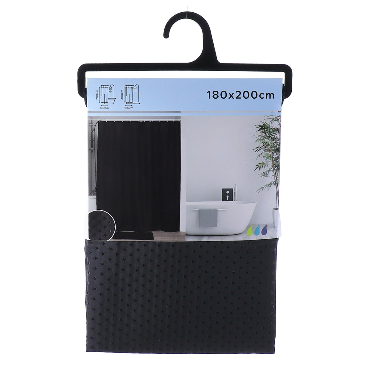 Draperie de duș poliester 180x200 cm – model Diamonds Black