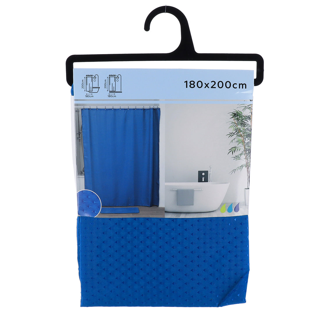 Draperie de duș poliester 180x200 cm – model Diamonds Peacock Blue