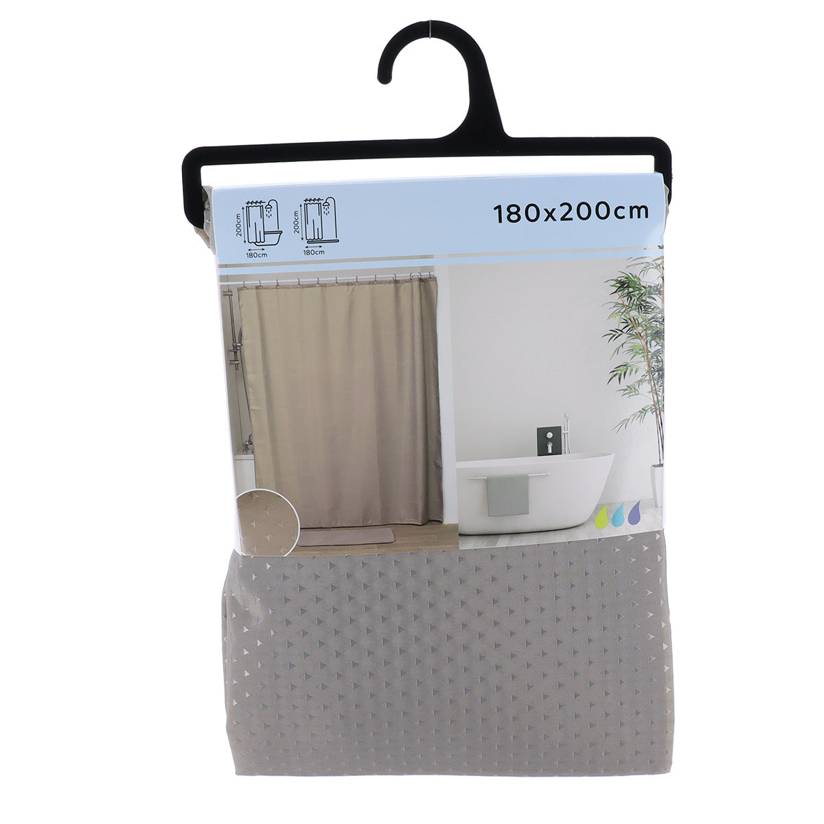 Draperie de duș poliester 180x200 cm – model Diamonds Taupe