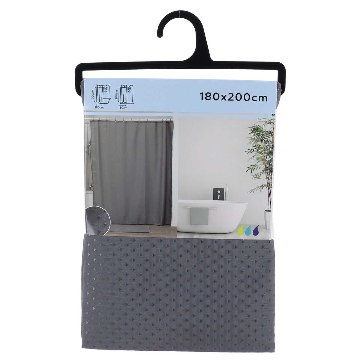 Draperie de duș poliester 180x200 cm – model Diamonds Grey