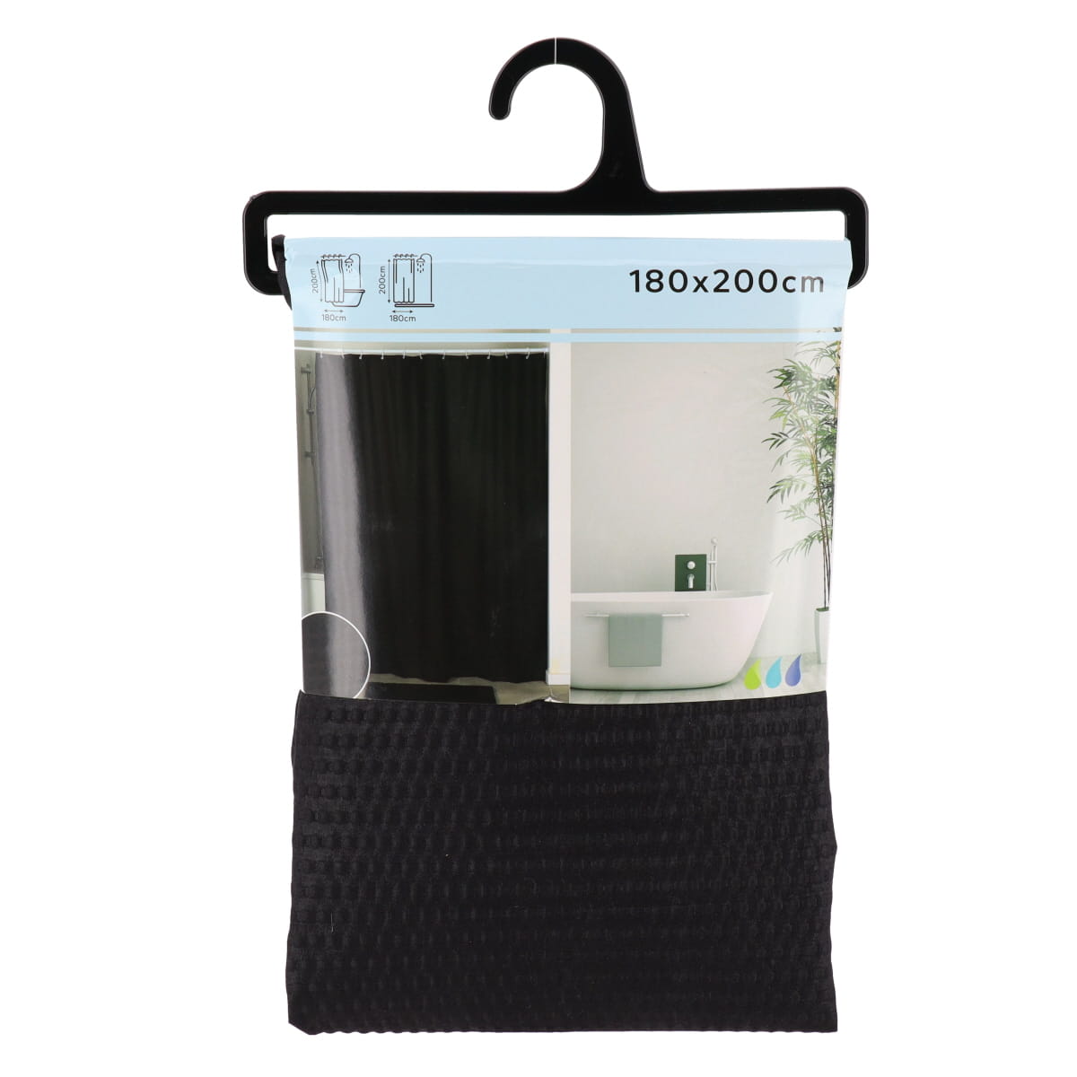 Draperie de duș microfibră 180x200 cm – model Black