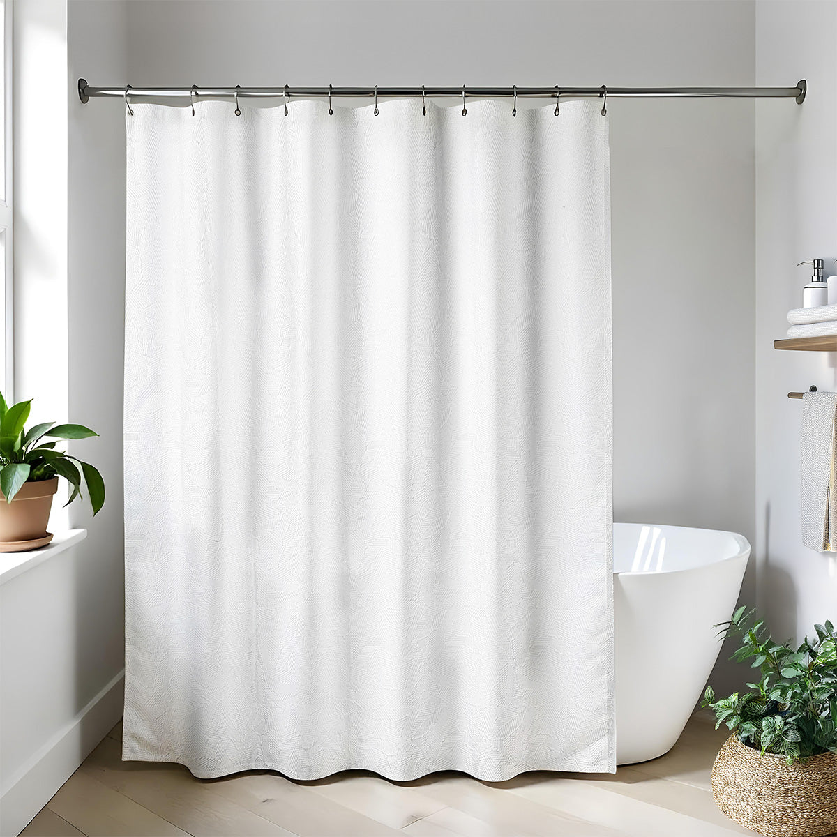 Draperie de duș microfibră/poliester 180x200 cm – model Leaf Effect White