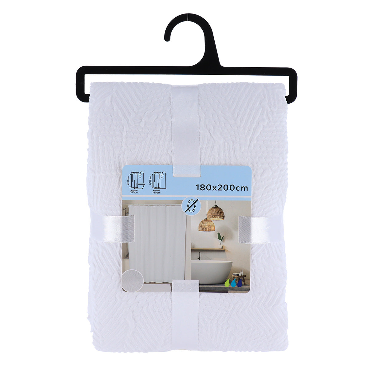 Draperie de duș microfibră/poliester 180x200 cm – model Leaf Effect White