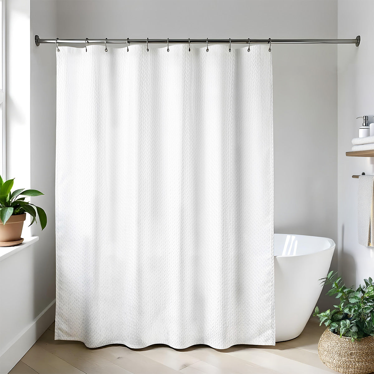 Draperie de duș microfibră/poliester 180x200 cm – model Waffle Effect White