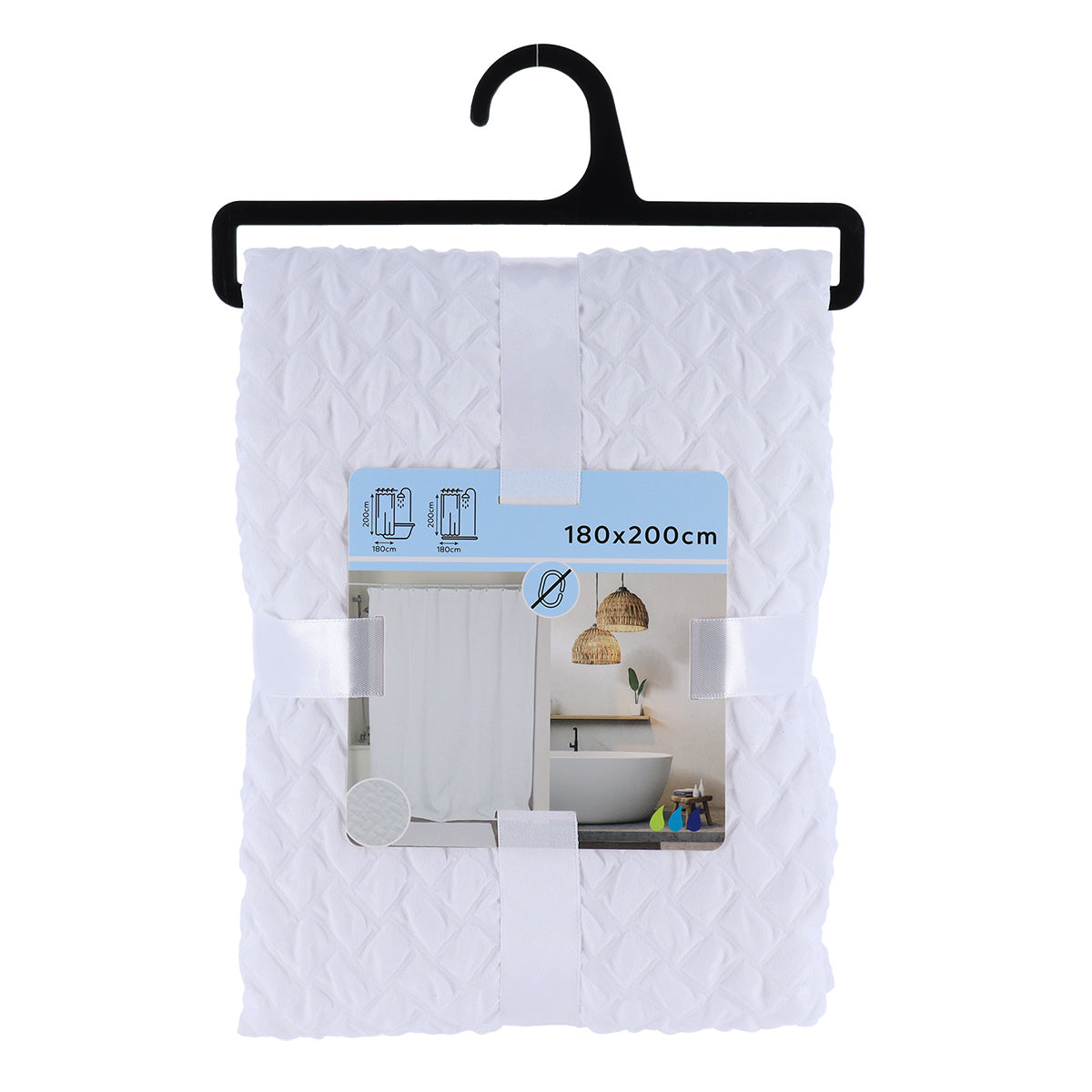 Draperie de duș microfibră/poliester 180x200 cm – model Waffle Effect White