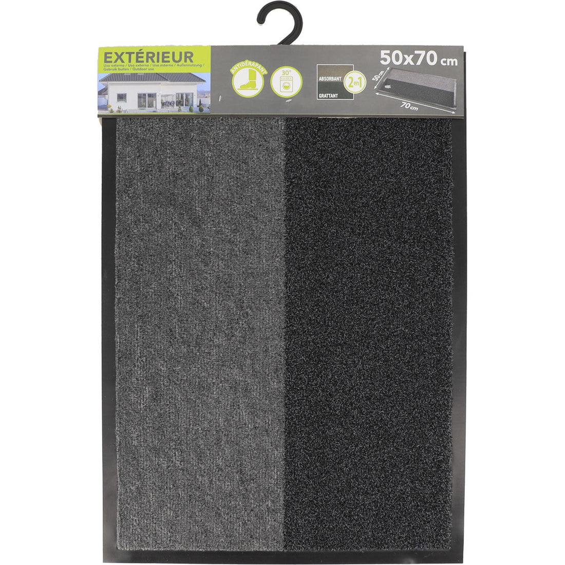 Preș Intrare Magic 50X70CM Polipropilenă/Pvc - Gri/Negru