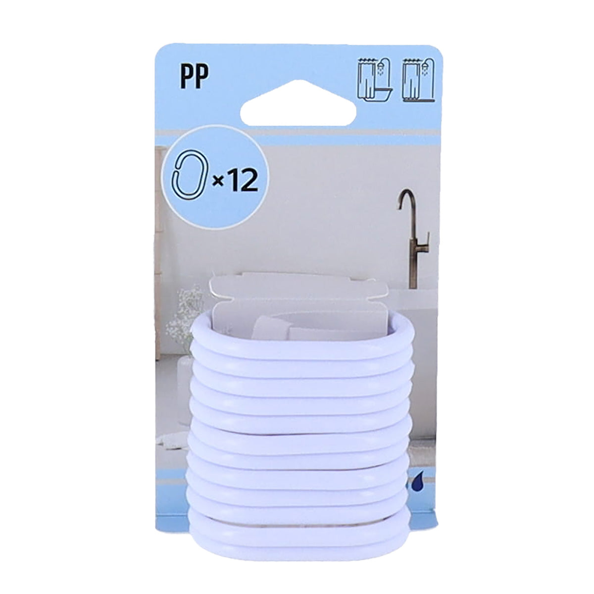 Set 12 inele perdea duș – model White