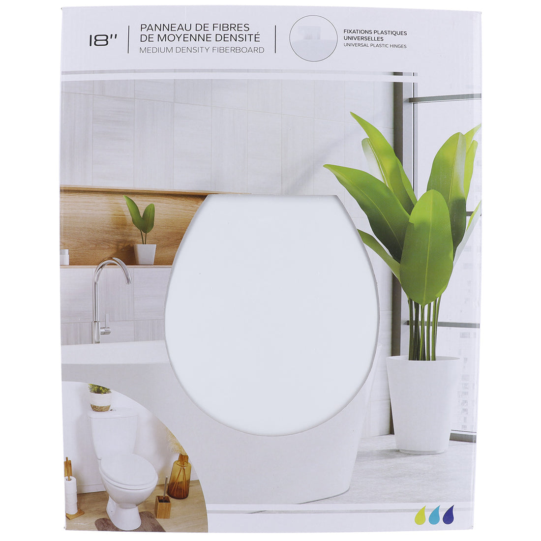 Capac WC MDF 18" cu balamale din plastic – Alb