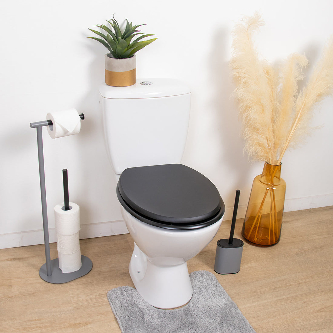 Capac WC MDF 18" cu balamale din plastic – Negru mat