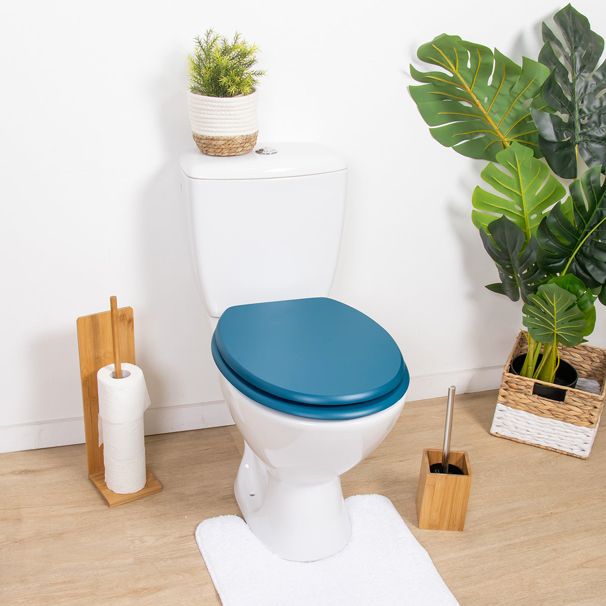 Capac WC MDF 18" cu balamale din plastic – Albastru tahitian