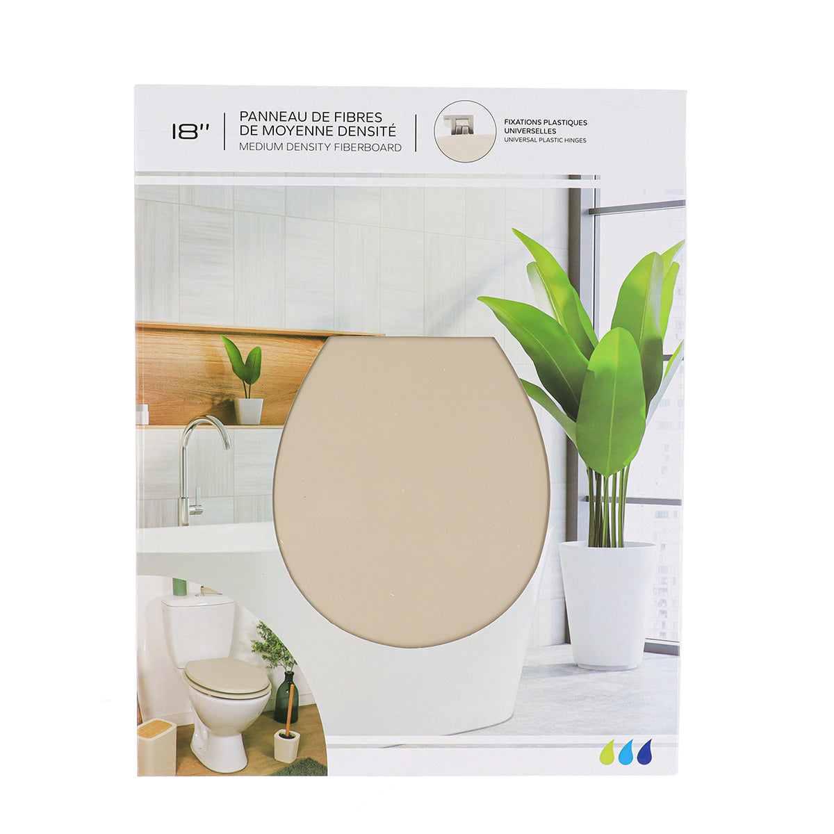 Capac WC MDF 18" cu balamale din plastic – Bej