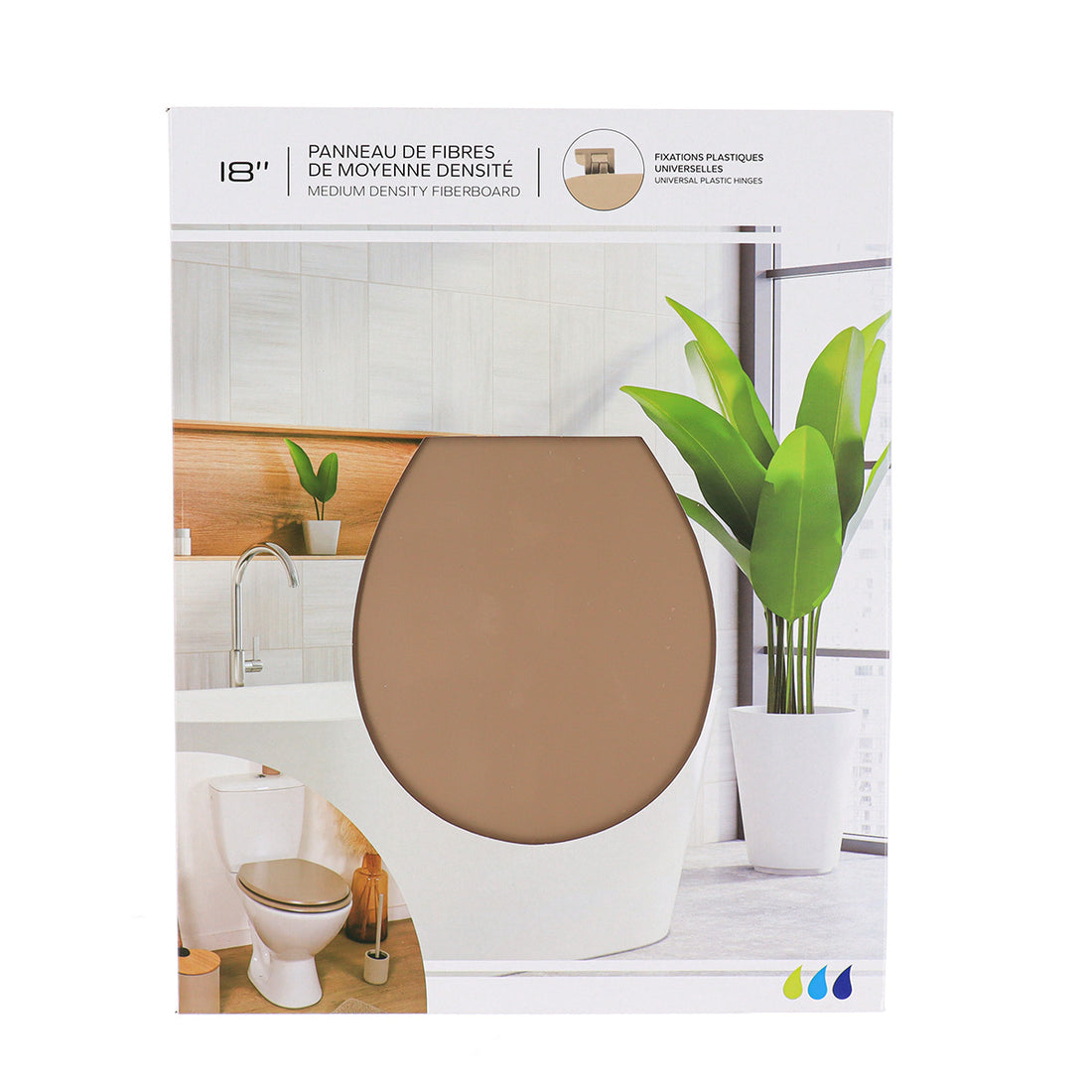 Capac WC MDF 18" cu balamale din plastic – Cappuccino