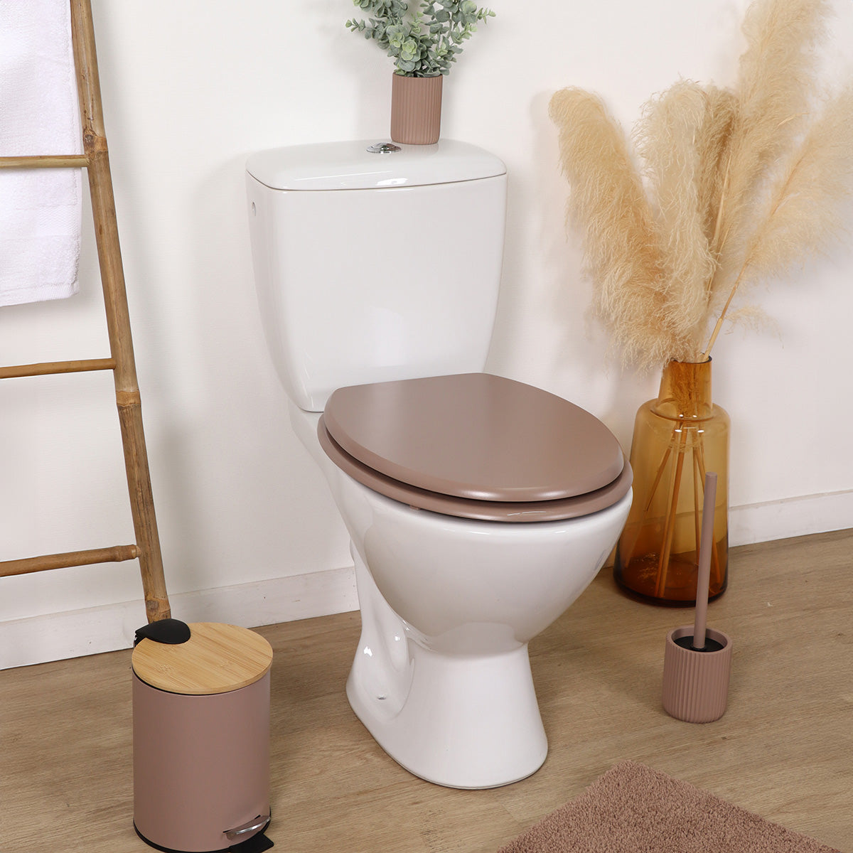 Capac WC MDF 18" cu balamale din plastic – Cappuccino