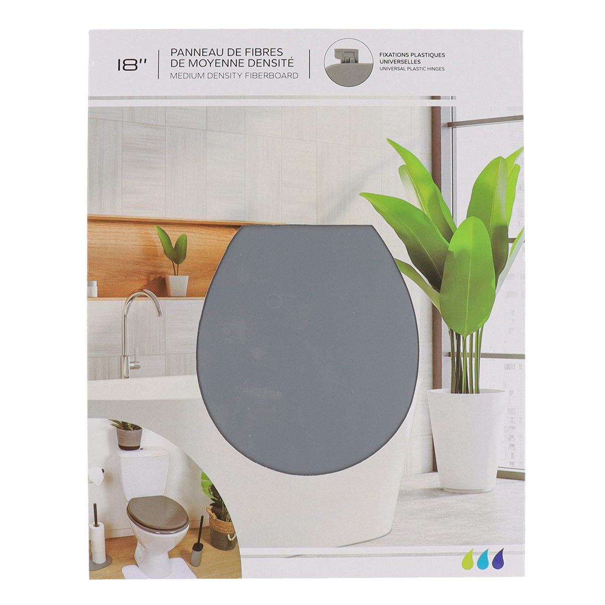 Capac WC MDF 18" cu balamale din plastic – Gri