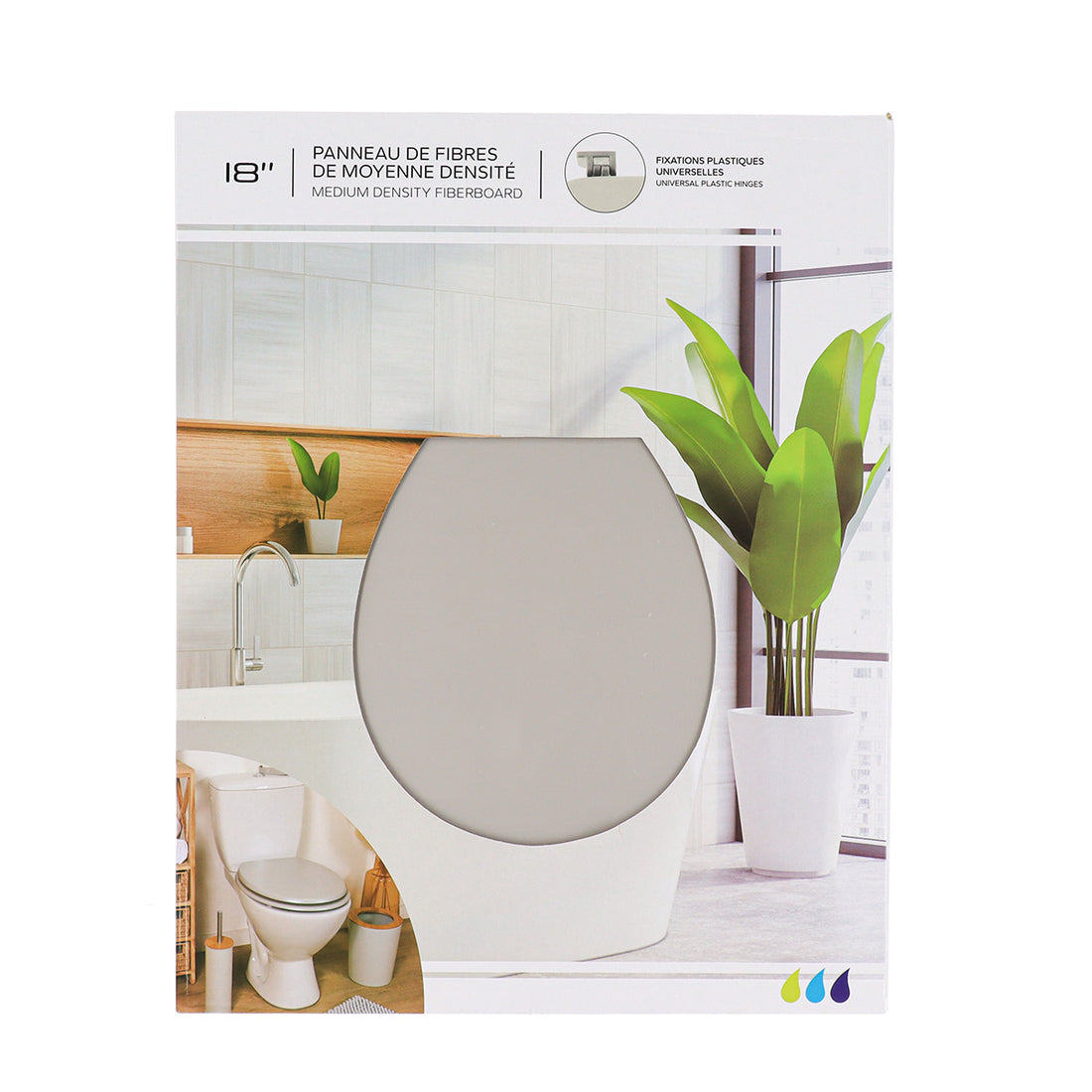 Capac WC MDF 18" cu balamale din plastic – Gri deschis