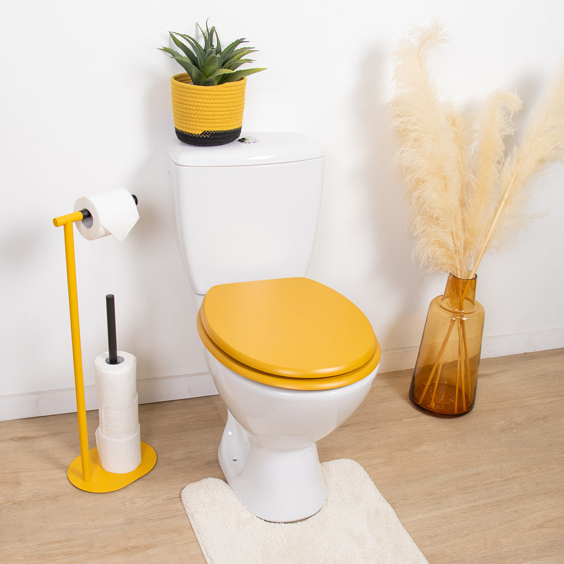 Capac WC MDF 18" cu balamale din plastic – Muștar