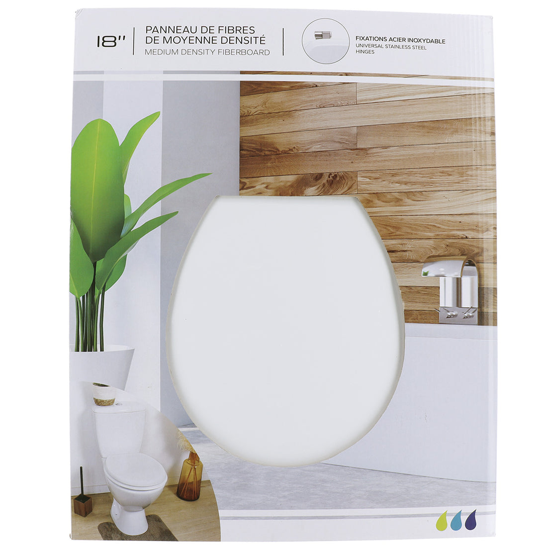 Capac WC din MDF 18” – balamale din oțel inoxidabil – alb