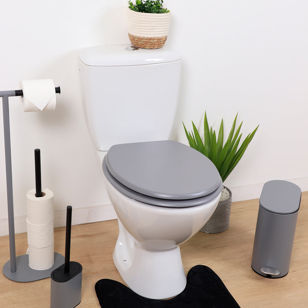 Capac WC din MDF 18” – balamale din oțel inoxidabil – gri